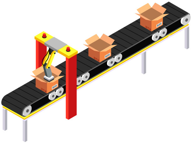 机械手臂抬起包裹并放置图片下载