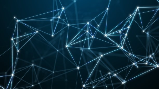 摘要丛的技术背景由线和点组成。空间几何背景图片下载