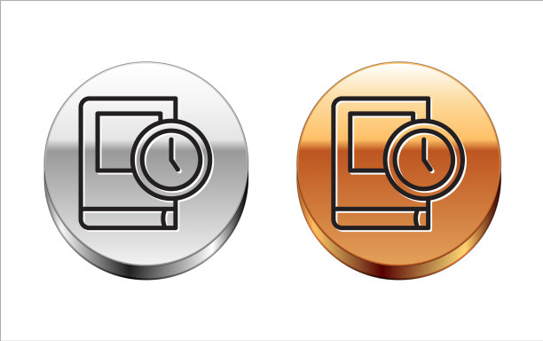 黑线时间的书图标隔离在白色图片下载