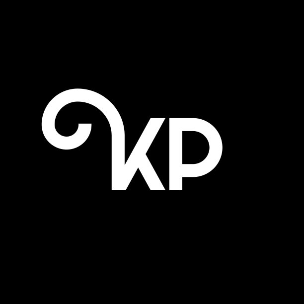 KP字母标志设计在黑色背景KP图片下载