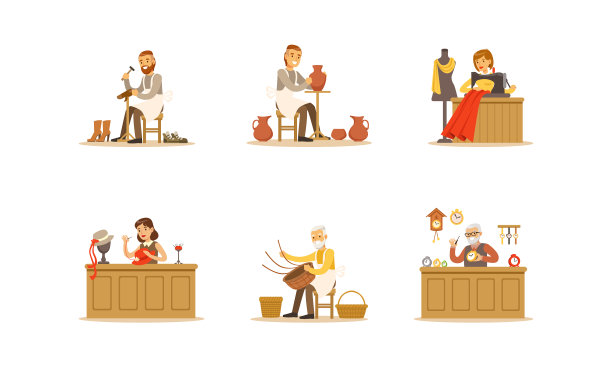 人们创造性的职业设置陶工图片下载