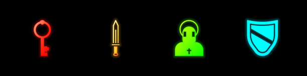 设置老钥匙中世纪剑和尚和盾牌图标图片下载