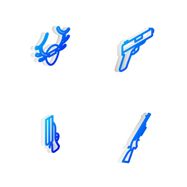 设手枪等距线或鹿角枪上图片下载