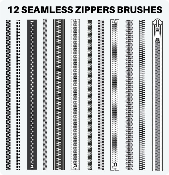 无缝拉链与拉杆平面素描刷图片下载