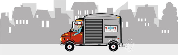 开着卡车送包裹的年轻人图片下载
