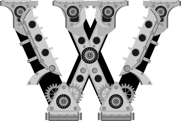 字母w在金属风格的主题图片下载