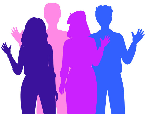 人们的剪影孤立在白色上图片下载