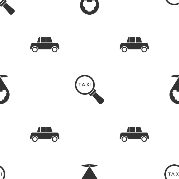 用出租车放大镜和汽车设置位置图片下载