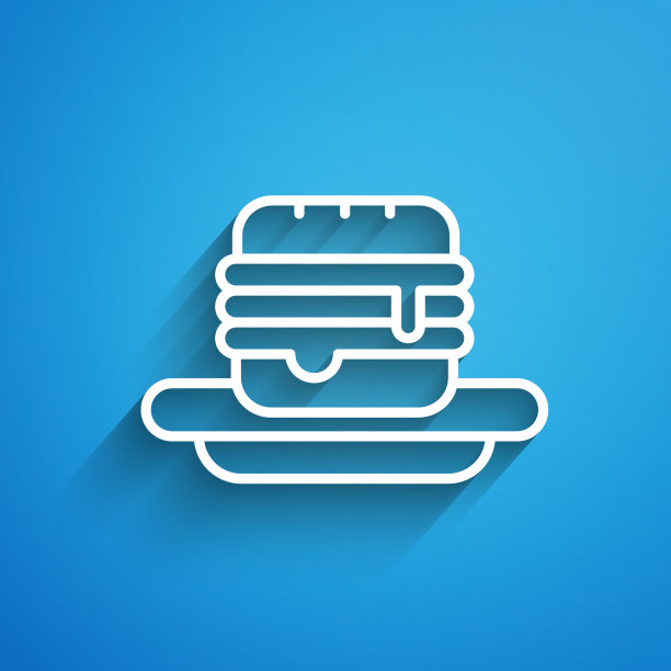 白色线垃圾食品图标孤立在蓝色图片下载