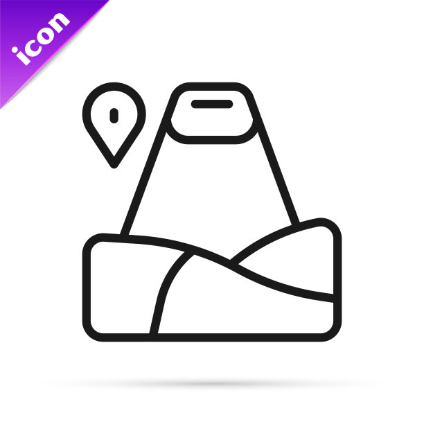 与山图标隔离的黑线映射指针图片下载