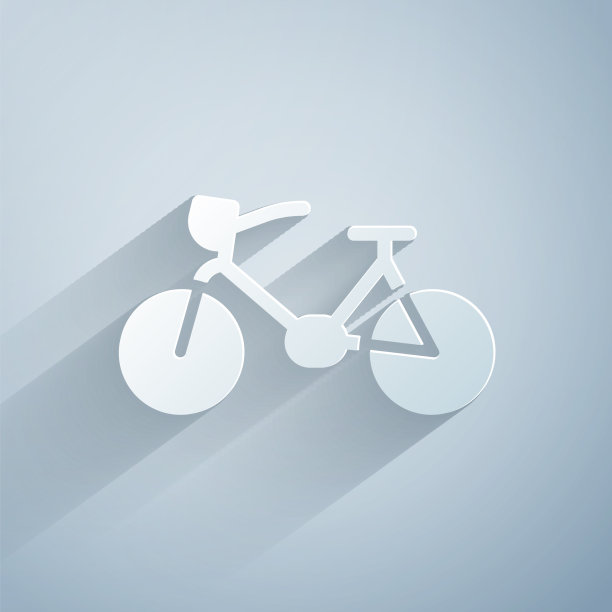剪纸自行车图标孤立在灰色背景图片下载