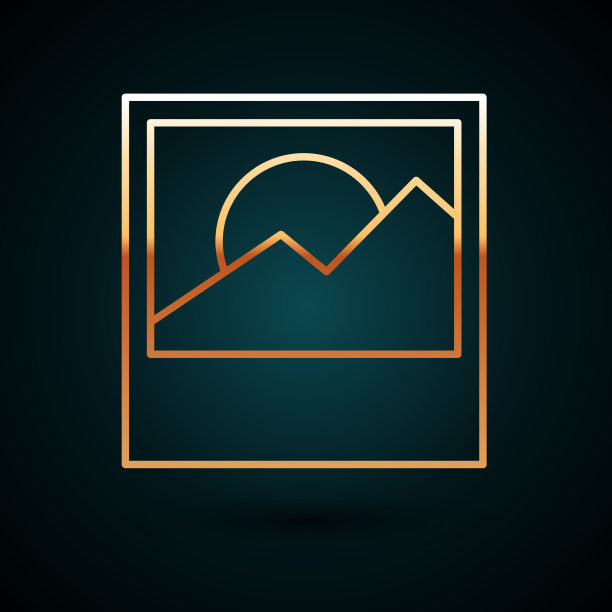 金色线照片图标孤立在深蓝色图片下载