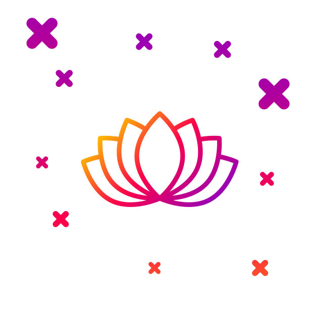 颜色线莲花花图标孤立在白色图片下载