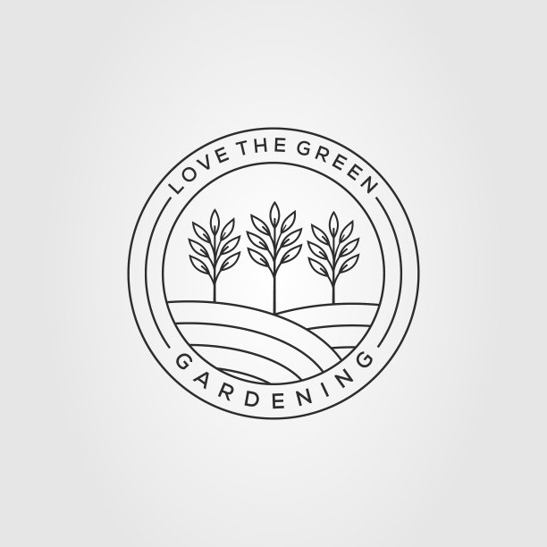 极简园林线条艺术标志模板图片下载