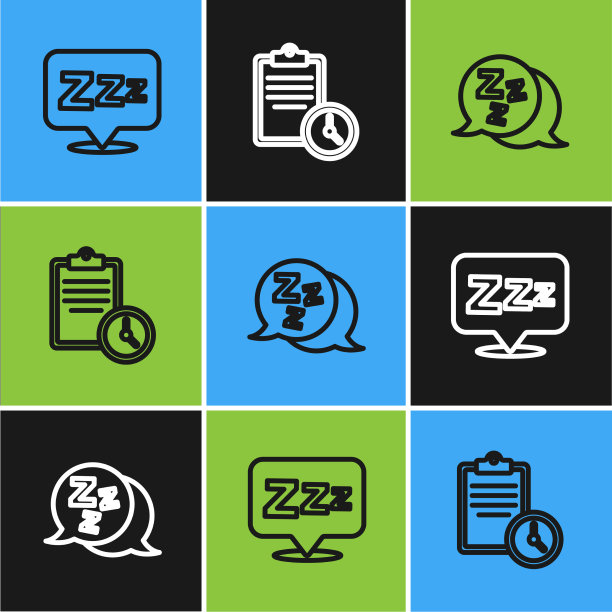 设瞌睡线和运动训练节目图标图片下载