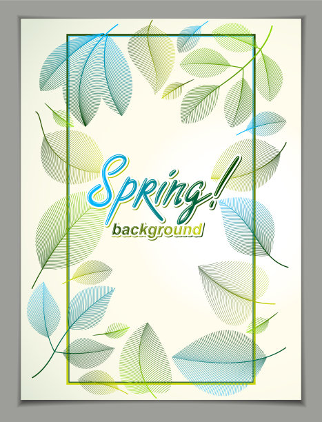 春季竖旗图案绿色清新图片下载