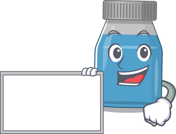 卡通风格的糖浆药拿着白板图片下载