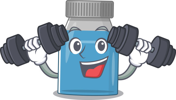 用杠铃设计肌浆药吉祥物图片下载