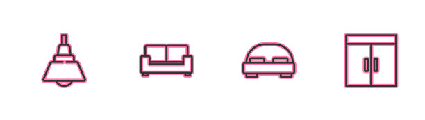 设置线条吊灯，大床，沙发和衣柜图片下载