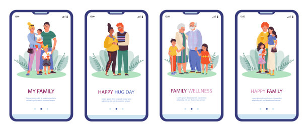 登记本捆绑在家庭主题平面上图片下载