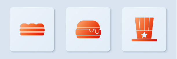 设置汉堡三明治和爱国美国顶部图片下载