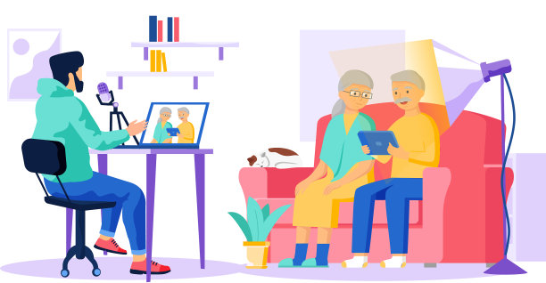 老年人在录音棚录制视频或歌曲图片下载