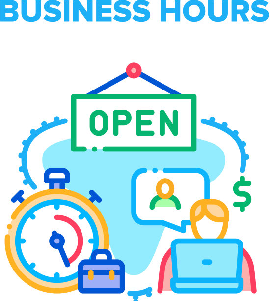 营业时间概念色图片下载