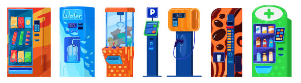 自动贩卖机孤立的白色停车零食图片下载