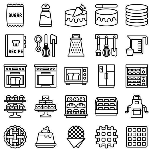 面包房和烘焙相关线图标设置4图片下载