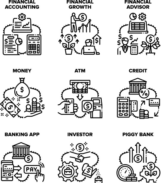 财务帐户设置图标黑色图片下载