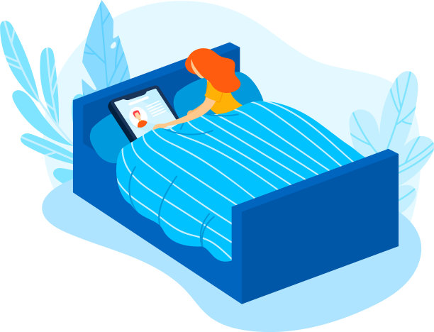 女孩床手机睡眠概念在线平板电脑图片下载