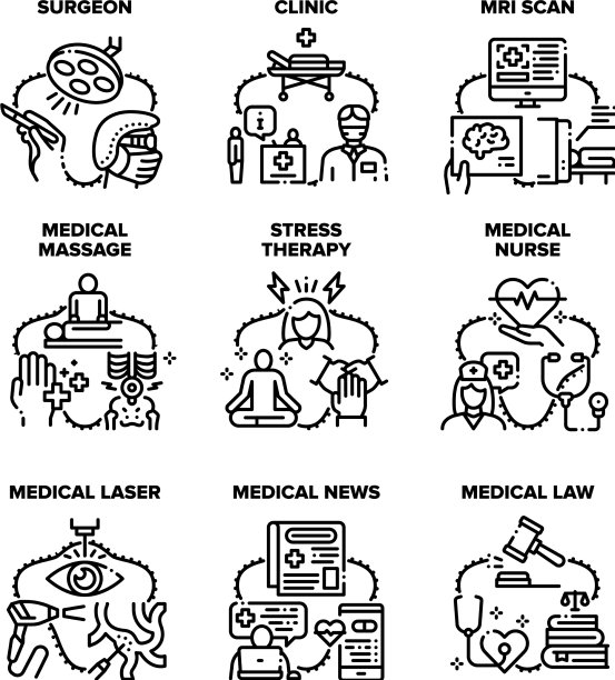 黑色医疗诊所图标集图片下载