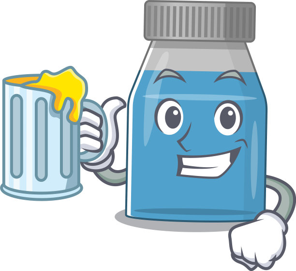 卡通糖浆药烤面包和玻璃啤酒图片下载