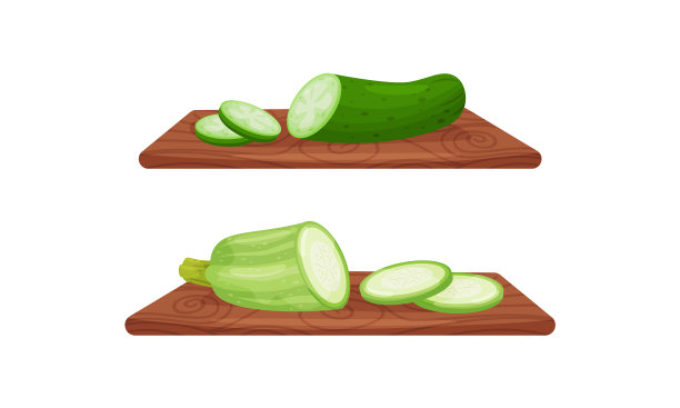 熟透多汁的黄瓜片和备用的骨髓图片下载