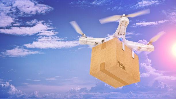 无人机送包裹。三维渲染图片下载