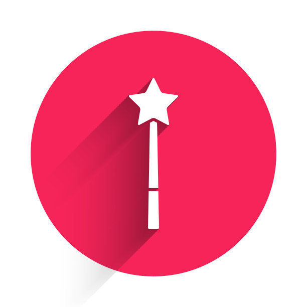 白色魔术棒图标孤立与长影子图片下载