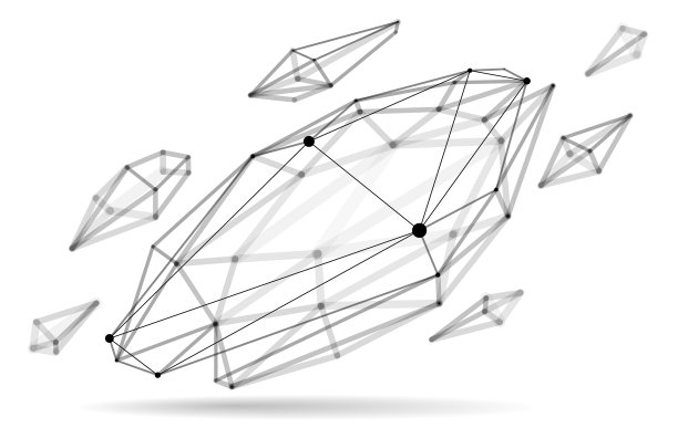 抽象三维网格形状点与线连接图片下载