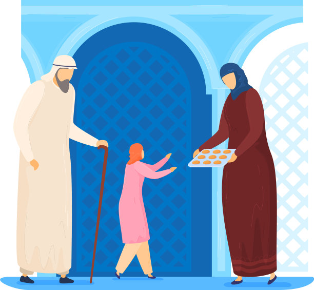 穆斯林妇女用新鲜烘焙的饼干招待女孩图片下载