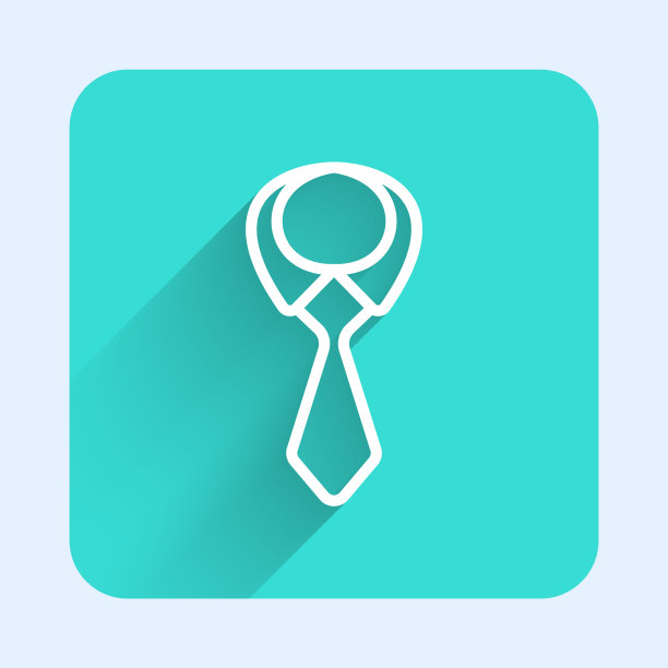 白色线领带图标孤立与长阴影图片下载