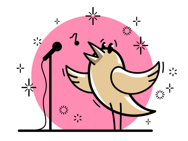 可爱的小鸟站着唱着歌图片下载