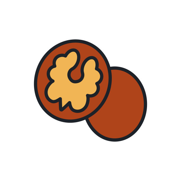 核桃图标线性颜色图标坚果轮廓图片下载