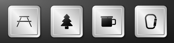 森林露营时摆上长椅野餐桌图片下载