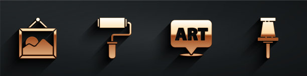 布景画山水漆辊刷语图片下载