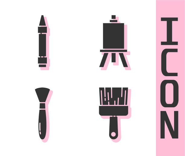 设置油漆刷蜡笔绘画颜料图片下载