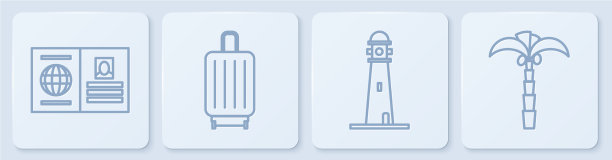 摆好路线，护照，灯塔，旅行箱和图片下载