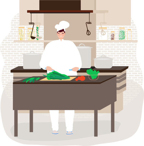 做饭的人在厨房快乐的厨师准备图片下载