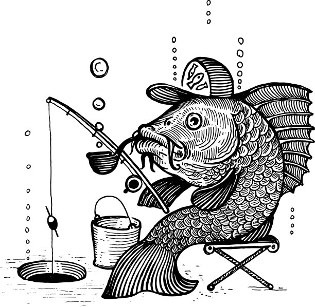 带着帽子和烟斗的鱼就是钓鱼图片下载