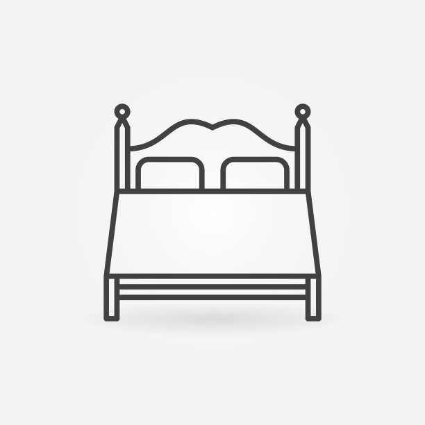 双人床概念可爱线图标或符号图片下载