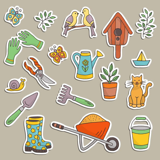 春季园艺主题贴纸图片下载