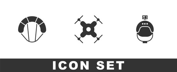 设置降落伞无人机飞行，头盔和行动图片下载